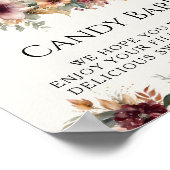 ホワイトパンプキンブルゴーニュ秋フローラキャンディバーサイン ポスター (角)