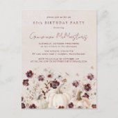 ホワイトパンプキンブルゴーニュ野花80誕生日 インビテーションポストカード (正面)