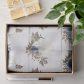 ホワイトパンプキンブルーフローラと紅葉水彩 薄葉紙 (ギフト)