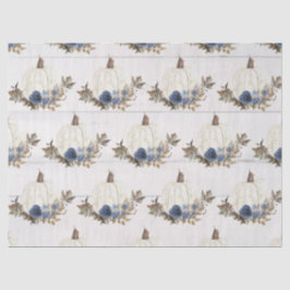 ホワイトパンプキンブルーフローラと紅葉水彩 薄葉紙