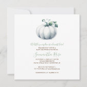 ホワイトパンプキンベイビーシャワー招待状 - 秋のデザイン 招待状 (正面)