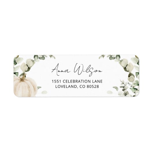 ホワイトパンプキンベビーシャワー差出人住所 ラベル (正面)