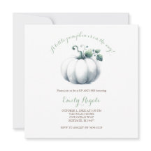 ホワイトパンプキンベビーシャワー招待状 男女兼用