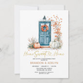 ホワイトパンプキンホームスウィートホーム引っ越し祝いパーティーパーティー 招待状 (正面)