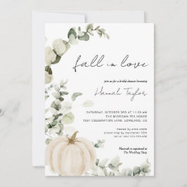 ホワイトパンプキンユーカリ秋ブライダルシャワー 招待状