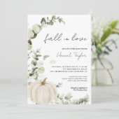 ホワイトパンプキンユーカリ秋ブライダルシャワー 招待状 (スタンド正面)