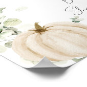 ホワイトパンプキンユーカリ秋ベビーシャワーウェルカム ポスター (角)