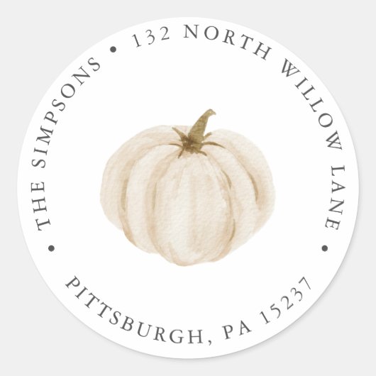 ホワイトパンプキン差出人住所 ラウンドシール (正面)