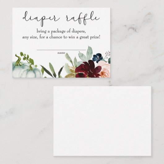 ホワイトパンプキン秋インラブおむつラッフルインサート エンクロージャーカード (正面/裏面)