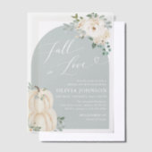 ホワイトパンプキン秋インラブブライダルシャワー ベラム紙招待状 (オフセット)