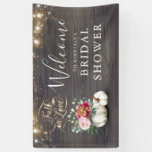 ホワイトパンプキン素朴秋ブライダルシャワーへようこそ 横断幕 (縦)