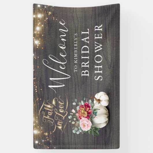 ホワイトパンプキン素朴秋ブライダルシャワーへようこそ 横断幕 (縦)