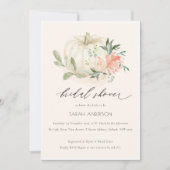 ホワイトパンプキン赤面フローラブライダルシャワー招待状 サンキューカード (正面)