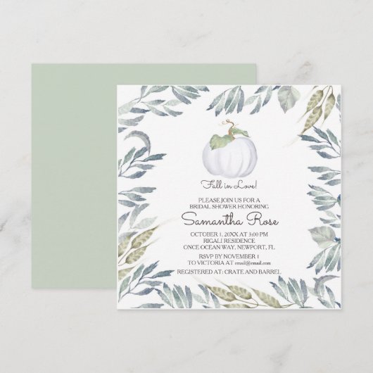 ホワイトパンプキン ブライダルシャワー 招待状 - スクエア (正面/裏面)