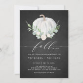 ホワイトパンプキン ブラックボード 秋のエンゲージメントパーティー 招待状 (正面)