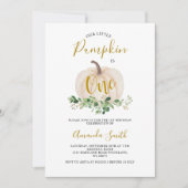 ホワイトパンプキン ワンピース バースデー グリーン フラワーリ 招待状 (正面)