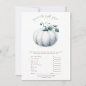 ホワイトパンプキン 価格当てゲーム カード - 秋のベイビーシャワー (正面)