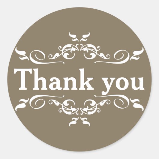 ホワイトパーソナライズされたありがとう ラウンドシール (正面)