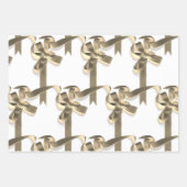 ホワイトパーソナライズされたウィズ金ゴールドリボン誕生日 ラッピングペーパーシート (正面3)