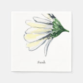 ホワイトパーソナライズされたデイジーシャワーカクテル スタンダードカクテルナプキン (正面)