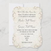 ホワイトパーチメントレース紙カットダマスク結婚式 招待状 (裏面)