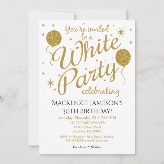 ホワイトパーティの招待状オールホワイトパーティー招待状 招待状 (正面)