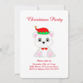 ホワイトパーティーのクリスマスポーラーベアのエルフ招待状 招待状 (正面)