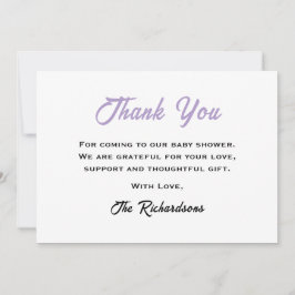 ホワイトパープルイースターベイビーシャワーリトルバニークール サンキューカード