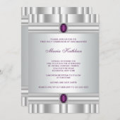 ホワイトパープルガールズパープルファースト聖餐式 招待状 (正面/裏面)