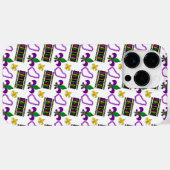 ホワイトパープルグリーンイエローマルディグラビーズ Case-Mate iPhoneケース (裏面 (横))