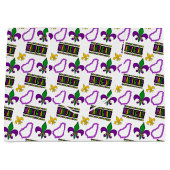 ホワイトパープルグリーン金ゴールドマルディグラビーズ ラージペーパーバッグ (正面)