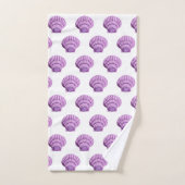 ホワイトパープルシェルバスルーム用タオルセット バスタオルセット (ハンドタオル)