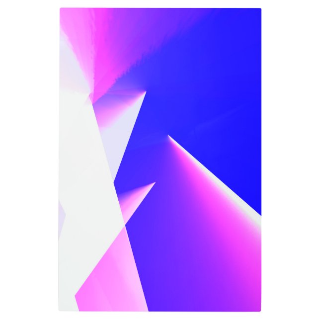 ホワイトパープルブルーピンクの抽象芸術テクスチャ メタルプリント (正面)