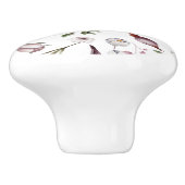 ホワイトパープルブ離れーズ水彩花模様 セラミックノブ (側面)