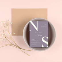 ホワイトパープルミニマルエレガントスはっきりしたイニシャルウィッド