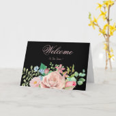 ホワイトパープルミニマルデイジーウェルカムウィッシングカード カード (黄色い花)