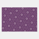 ホワイトパープル抽象芸術フローラペイズリープリントパターン ラッピングペーパーシート (正面3)