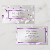 ホワイトパープル花びらホイルフェイクビジネスカード 名刺 (正面/裏面)