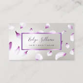 ホワイトパープル花びらホイルフェイクビジネスカード 名刺 (正面)