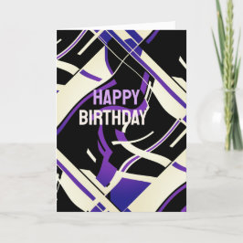 ホワイトパープル薄紫ブラック傾斜抽象芸術誕生日 カード