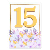 ホワイトパープル金ゴールドフローラ金ゴールド枠テーブルカード テーブルナンバー (正面)