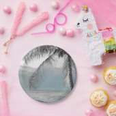 ホワイトパームココナッツツリーエレガントビーチ結婚式 ペーパープレート (パーティー)