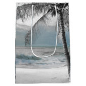 ホワイトパームココナッツツリービーチエレガントウェディング ミディアムペーパーバッグ (裏面)