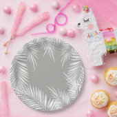 ホワイトパームズオンシルバートロピカルテーマ紙プレート ペーパープレート (パーティー)