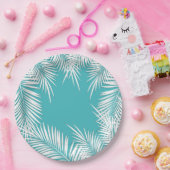 ホワイトパームズオンターコイズトロピカル紙プレート ペーパープレート (パーティー)