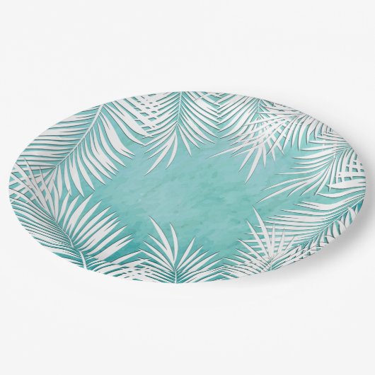 ホワイトパームズオンターコイズ海トロピカルプレート ペーパープレート (アングル)