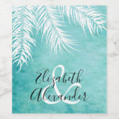 ホワイトパームズオンターコイズ結婚ズパーソナライズされた ワインラベル (シングルラベル)