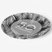 ホワイトパームズオンブラックトロピカル ペーパープレート (アングル)