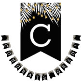 ホワイトパームズ金ゴールドライトオンブラックおめでとうグラード バンティングフラッグ