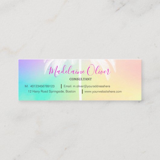 ホワイトパームツリートロピカルカラフル スキニー名刺 (裏面)